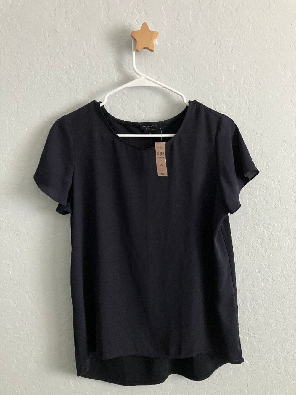 Ann Taylor Factory Black Semi-Sheer Short Sleeve Blouse | Workwear